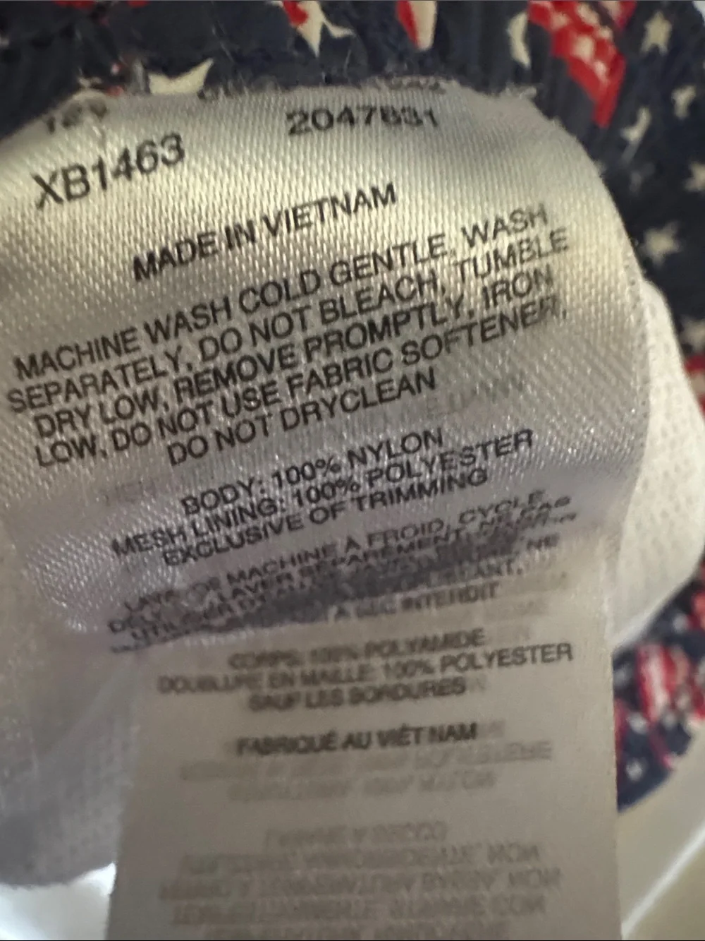 Columbia Boys Size 8 Navy Patriotic Flag Print Swim Shorts Swim Trunks Swimwear